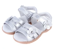 girls soft leather sandal open toe with flowers silver for christenning wedding summer shoes ladies formal retail