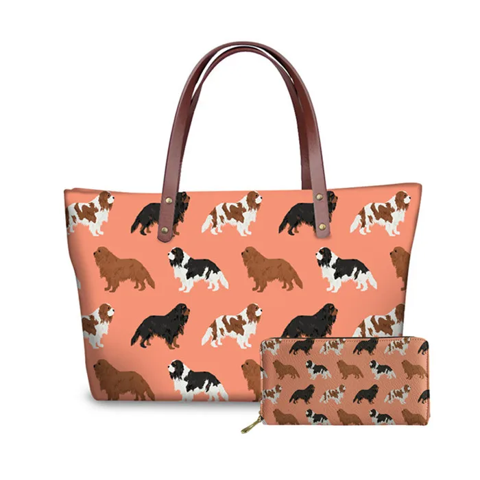 YQ3139AL-Z21 FORUDESIGNS Cavalier King Charles Spaniel Dog Women Purses and Handbags 2pcs/Set Shoulder Bags Big Capacity Causal Totes Bolsos - Цвет: YQ3139AL-Z21