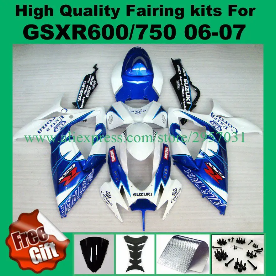 

9gifts, Fairings for 06 07 GSXR600 GSXR750 06-07 SUZUKI GSX-R750 GSX-R600 2006 2007 GSXR 600 750 Motorcycle fairing kit #422E-7