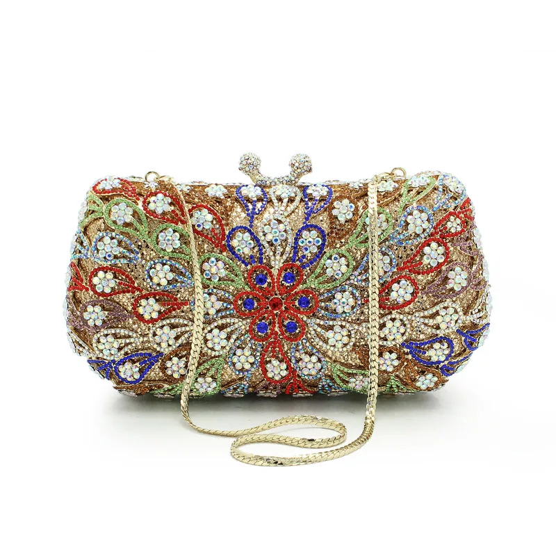 Женские Красочные Стразы Роскошный кошелек с кристаллами Дамская вечерняя