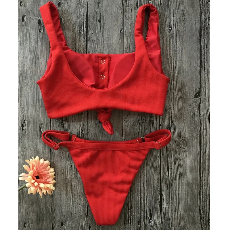 Сексуальные красные бикини с подкладкой женские костюмы maillots halter купальный
