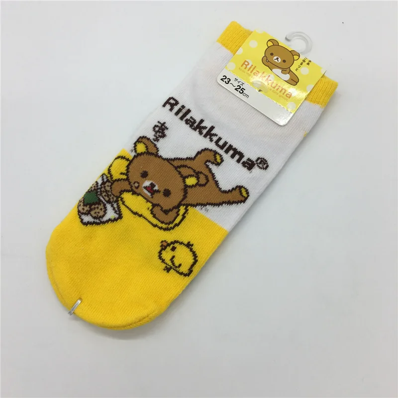 Носки с мультипликационным принтом Rilakkuma Kiiroitori милые забавные женские хлопковые носки мягкие удобные летние calcetines mujer divertido