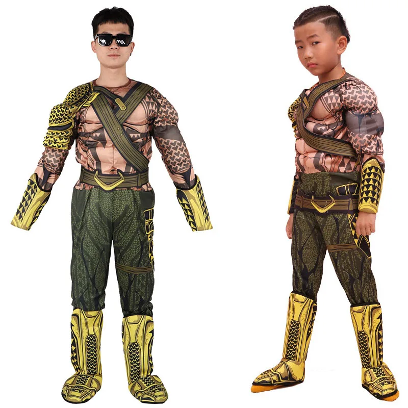 Детский костюм супергероя из фильма мышечный Аквамен взрослый Карнавальный для