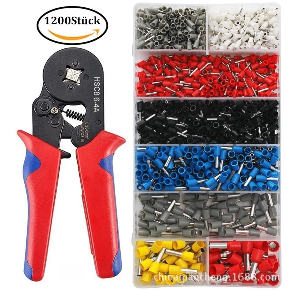 800 шт/1200 шт 0,25-10мм2 23-10AWG HSC8 6-4/6-6 0,25-6мм2 обжимные плоскогубцы электрические трубки Клеммы Коробка Зажим инструменты комплект