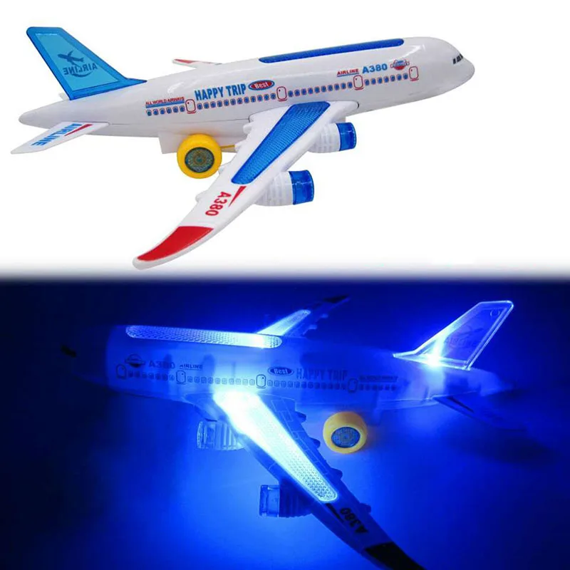 Мигает Музыка электрический A380 модель самолета игрушка ABS светодиодный свет