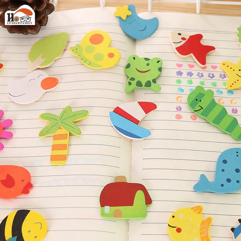 48 шт./лот деревянные Мультяшные животные магниты на холодильник белая доска