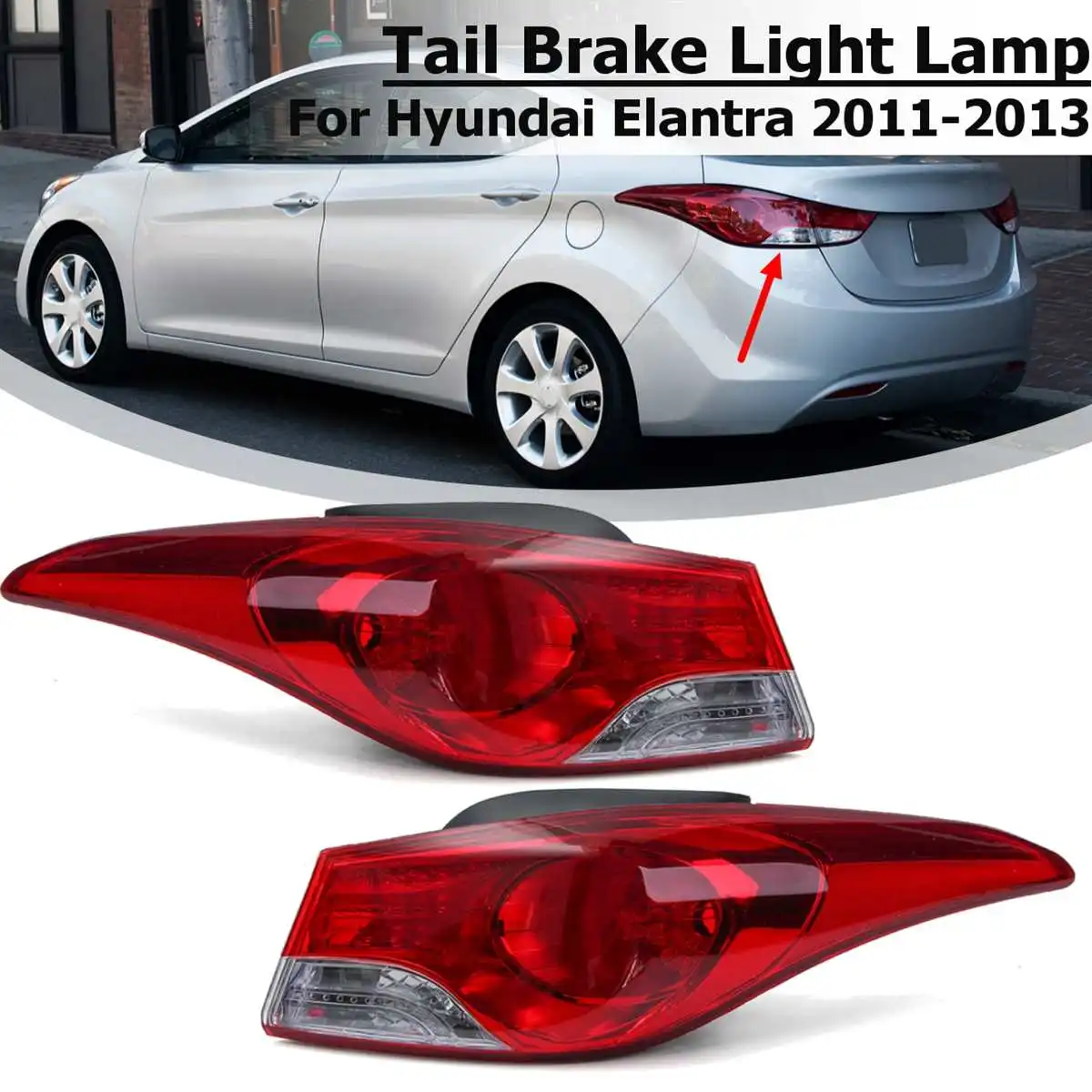 2pcs Светодиодные Автомобильные задние фары светильник для hyundai Elantra 2011 2012 2013 хвост светильник задний тормоз задний противотуманный фонарь Аксессуары Боковые лампы без провода - Цвет: 2pcs
