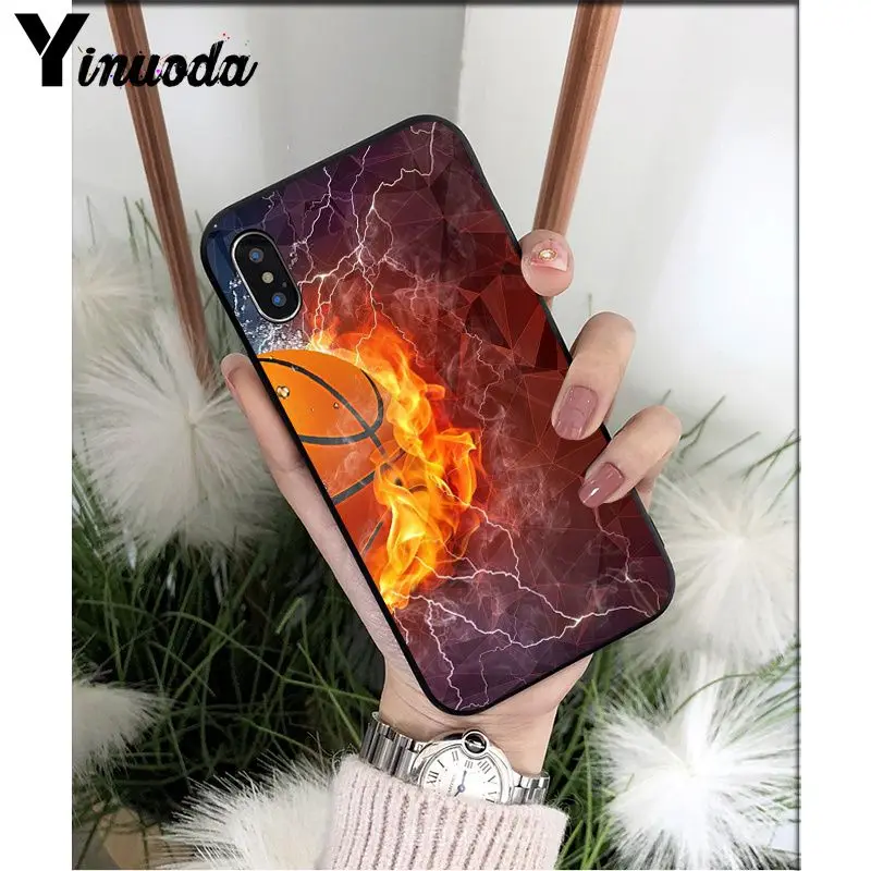Yinuoda Баскетбол Искусство ТПУ мягкий силиконовый черный чехол для телефона для iPhone 5 5Sx 6 7 7plus 8 8Plus X XS MAX XR