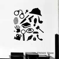Modern Creative Wall Stickers Bedroom Detective Sleuth Intelligence Service Investigation Mural Removable Decals Home Decor Z092