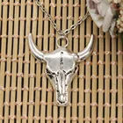 Подвеска с головой быка 41x38 мм, короткая длинная цепочка с крестом для мужчин и женщин, цепочка сделай сам серебристого цвета, Подарочная бижутерия