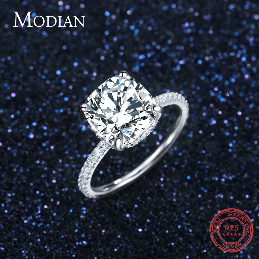 Modian Роскошная натуральная 925 Серебряное кольцо классический 4CT 10 сердца стрелы с