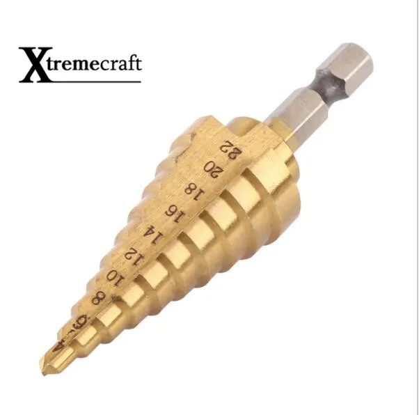 Ступенчатое сверло из быстрорежущей стали с титановым покрытием 4 22 мм для