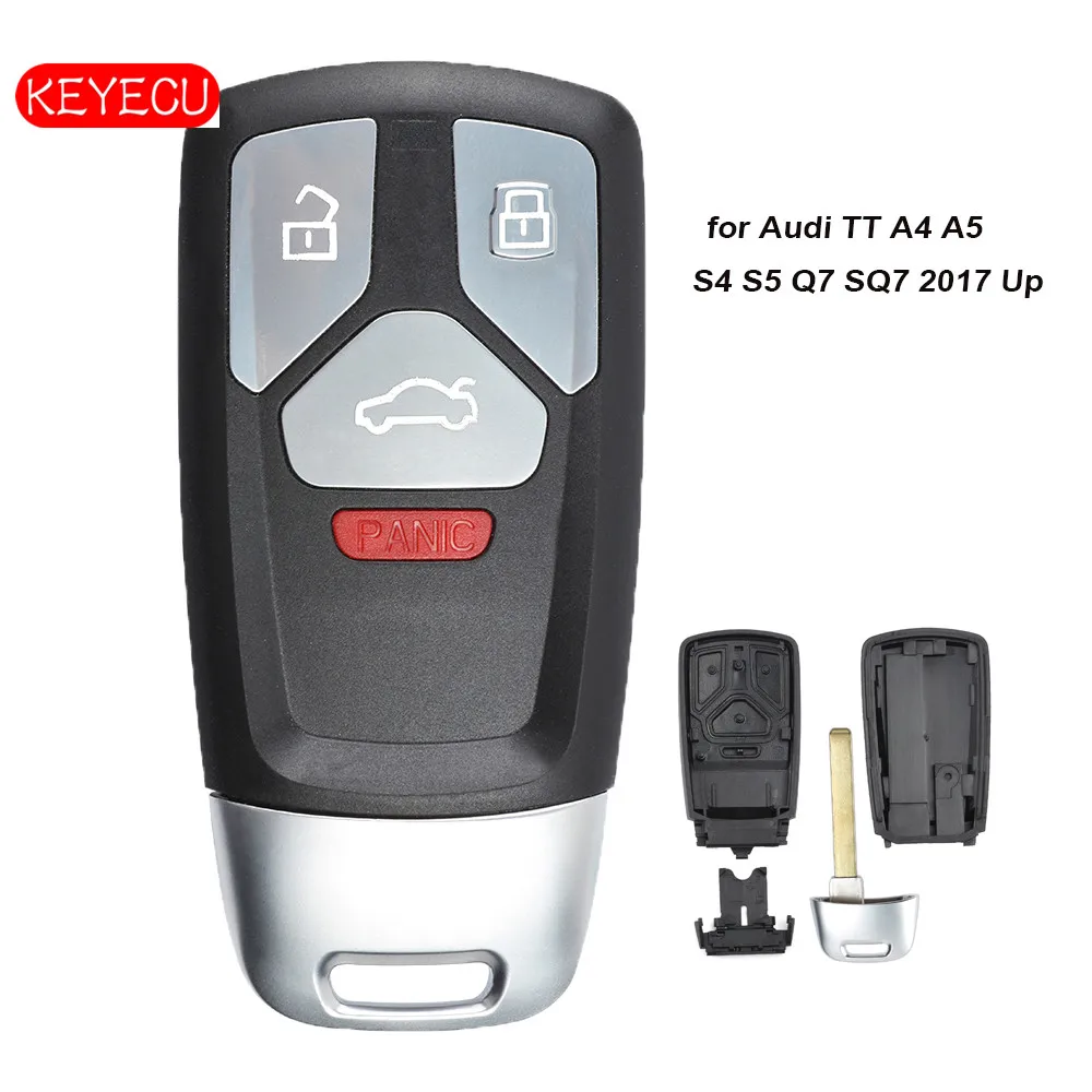 Keyecu смарт 4 кнопки дистанционного ключа оболочки чехол Fob для Audi TT A4 A5 S4 S5 Q7 SQ7 2017