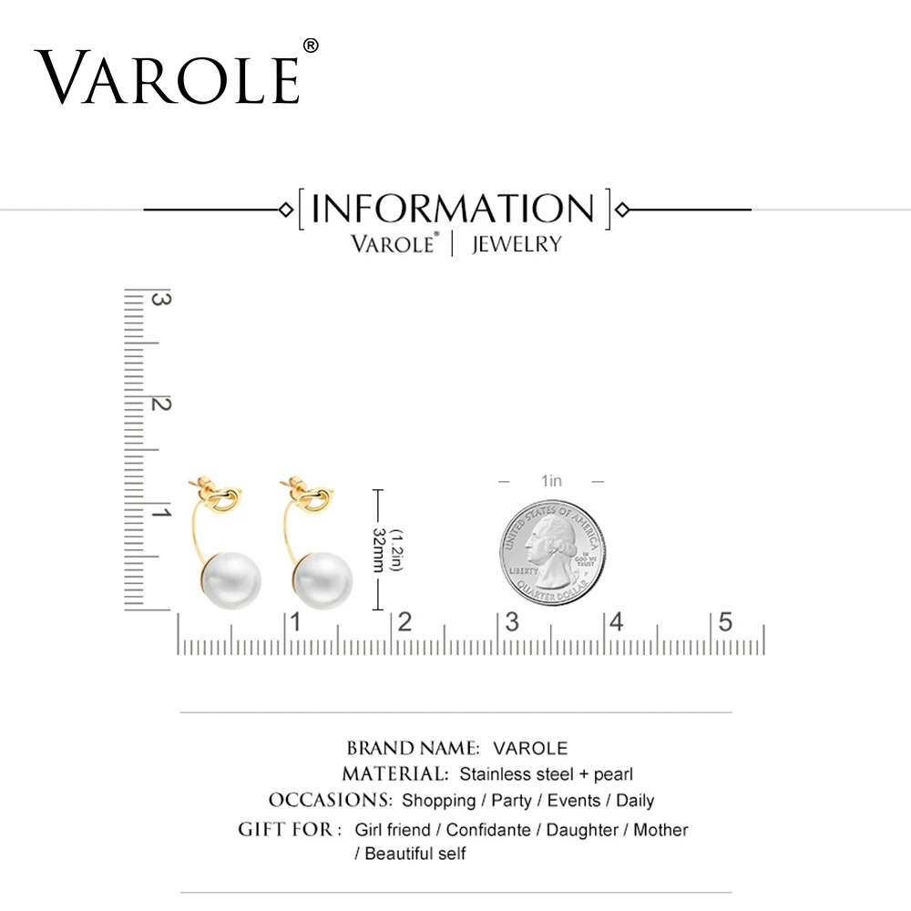 Varole, Новое поступление, Золотые серьги из нержавеющей стали для женщин, C Форма, завязанные жемчужные обручи, серьги, ювелирные изделия