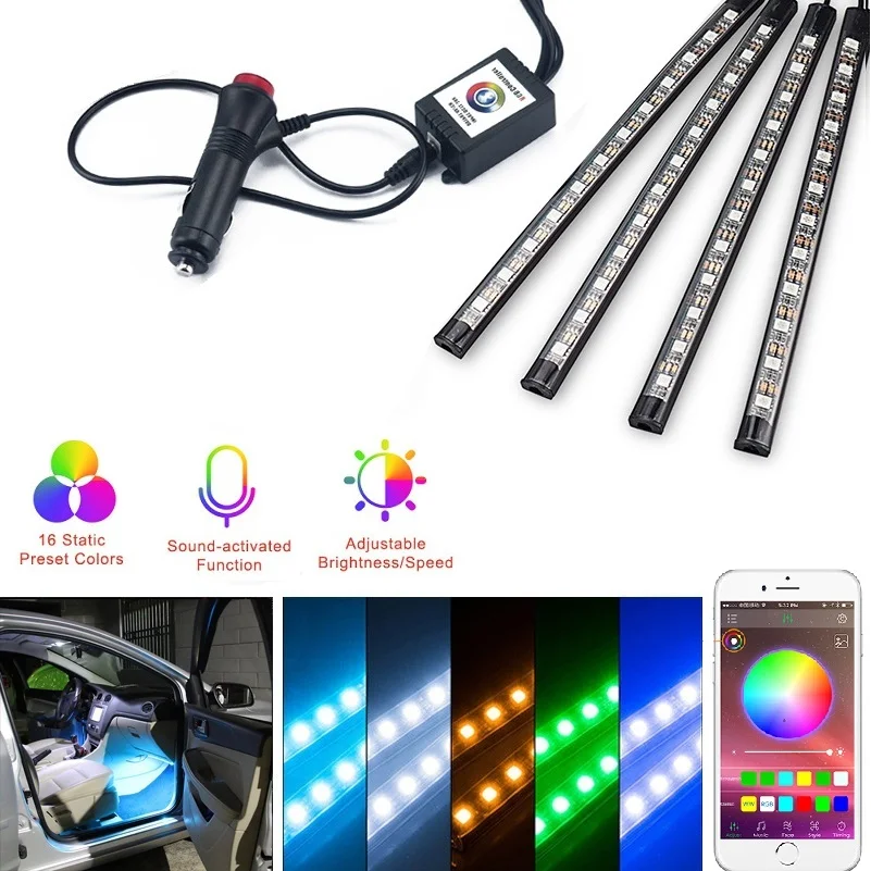 4X автомобиля RGB Светодиодные ленты светильник Декоративные Атмосферу лампы для Mazda 3 6 CX-5 323 5 CX5 2 626 Спойлеры MX5 CX 5 GH CX-7 GG CX3 CX7