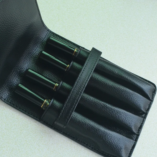 Чехол-держатель для 4 ручек высокого качества Роскошный Черный Ролик и авторучки