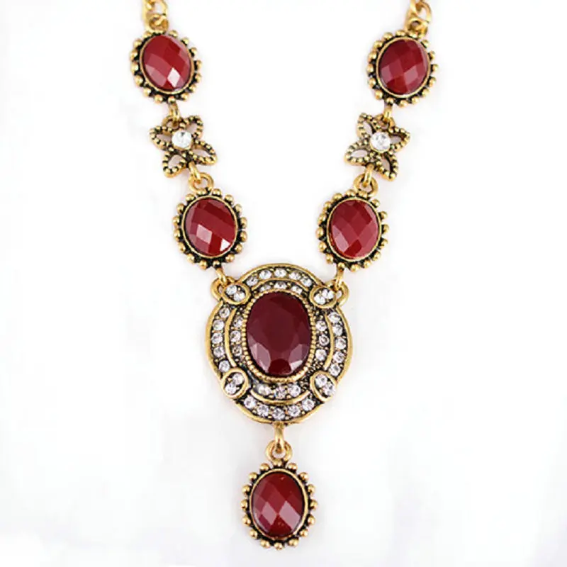 Роскошный старинный зеленый камень кулон ожерелье для женщин богемный