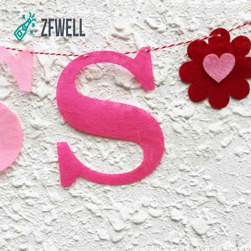 Zfwell1 шт./лот 2 мм Толстая Нетканая ткань фетровая розовая надпись Kiss me pull цветок