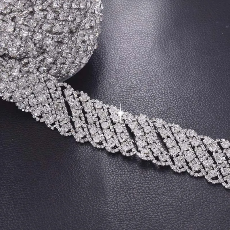 

5 ярдов роскошный кристально чистый rhienstones свадебный пояс аппликации пришить на стекло планки для одежды DIY патчи шить на цепи HF-3356