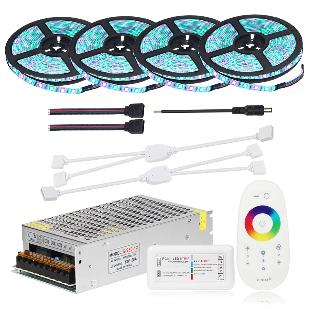 5 м 10 15 20 DC12V 5050 Светодиодная лента Водонепроницаемая RGB RGBW светодиодный