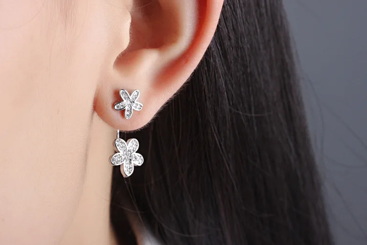 Женские серьги гвоздики из серебра 2017 пробы с фианитом|silver stud earrings|sterling silver
