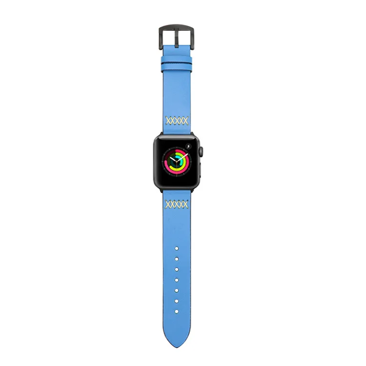 blue Ремешок из натуральной кожи для Apple watch 3 2 1 Iwatch 42 мм 38 мм браслет Crazy Horse узор наручные часы ремень+ металлическая пряжка - Цвет ремешка: blue