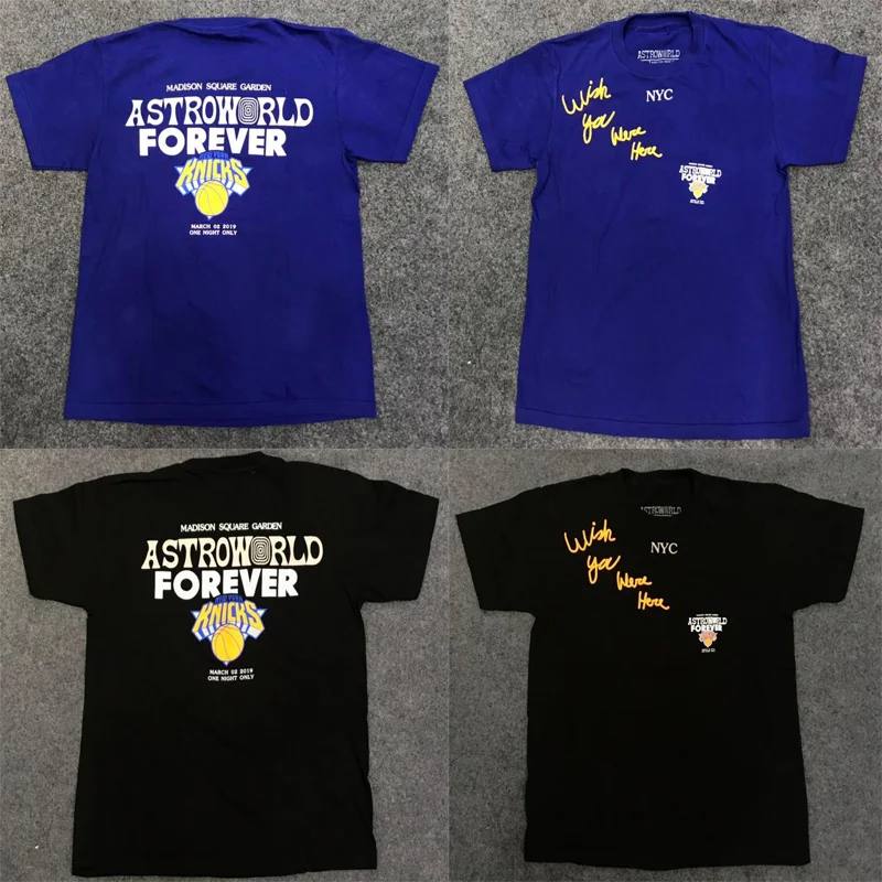 19SS ASTROWORLD Трэвиса Скотта MSG FOREVER TEE Нью-Йорк НИКС Astroworld футболка уличная одежда хип-хоп Astroworld футболка для мужчин и женщин