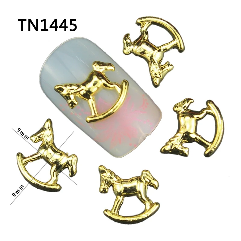 Blueness 10X Золото Серебро троянцы лошадь дизайн сплав амулеты для ногтей Советы