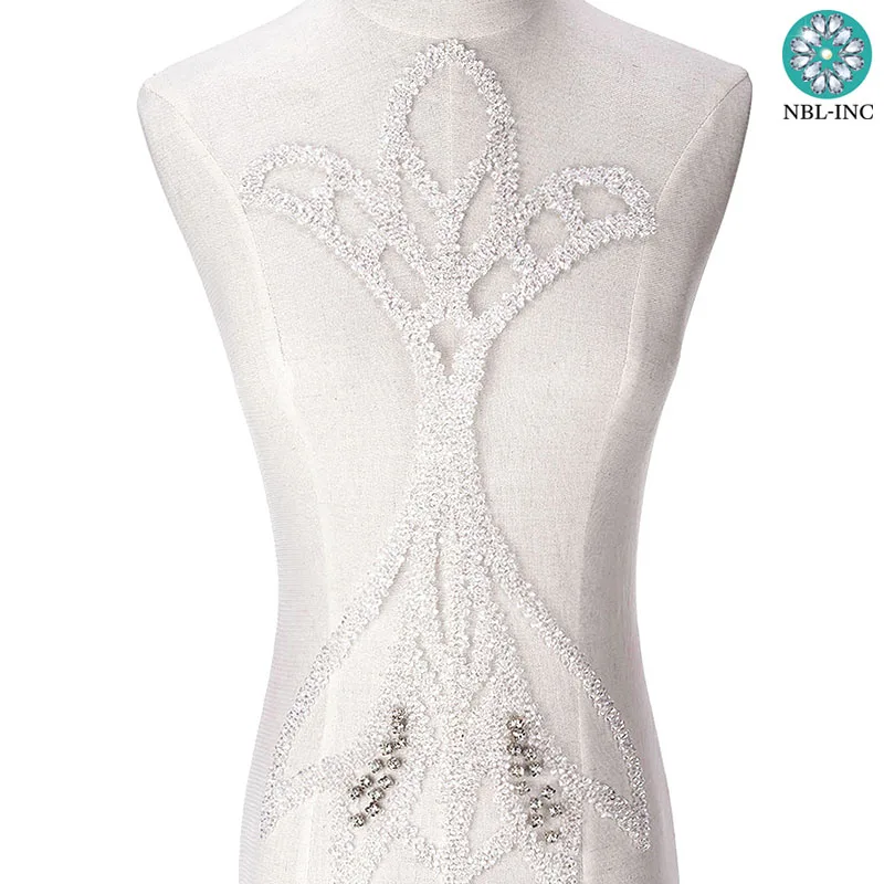 (5 шт.) ручная вышивка бисером Чистая аппликация лифа из хрустального стекла