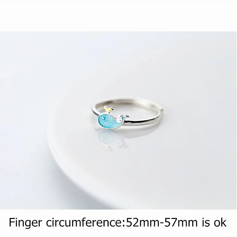2019 New Real 925 Sterling Silver Blue Dolphin Elegant Ring For Women Girls Animal Open Rings Contracted Jewelry Gift | Украшения и