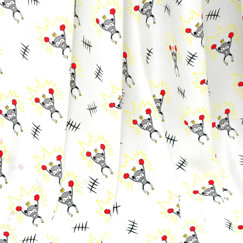 Шелковая ткань с принтом обезьяны мягкая шелковая крепдешина дышащая для