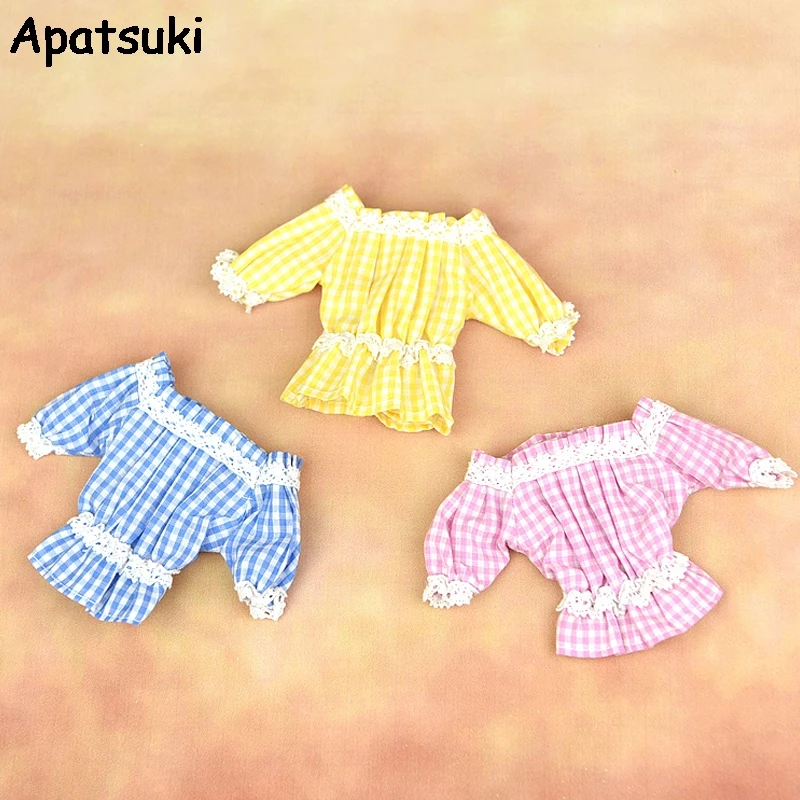 

Off-shoulder Plaid Lace Clothes For Barbie Doll 1/6 Flounced Top Shirt Outfits For Blythe XinYi Momoko BJD Doll