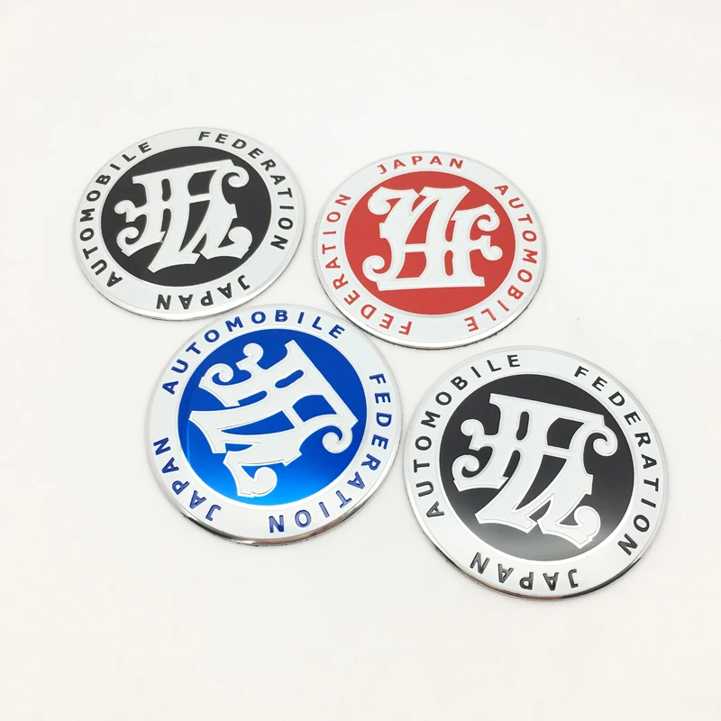 

FTDF car styling 4pcs 3D 56mm Aluminum Japan Automobile Federation JAF Emblem Badge Car Wheels Center Hub Cap Stickers