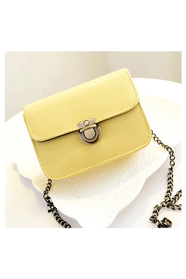 New Fashion Women Messenger bags Chain Shoulder Bag PU Leather Candy Color Crossbody Mini - yellow | Багаж и сумки