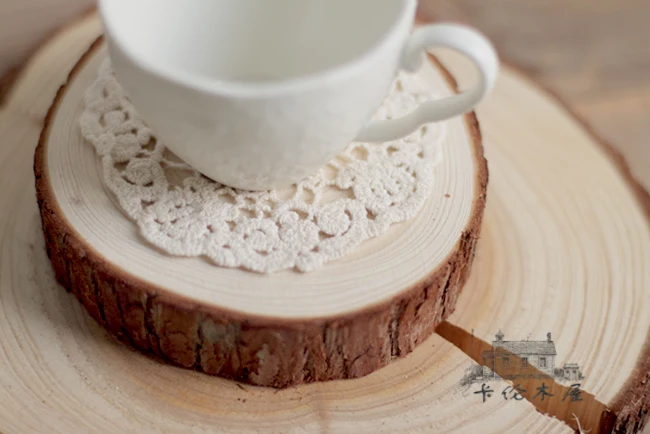 Zakka log wood Pine bark Wooden stake Shooting prop Cup mat Dry twigs annual growth ring Personality cup dia.3-25cm TH1-2cm |