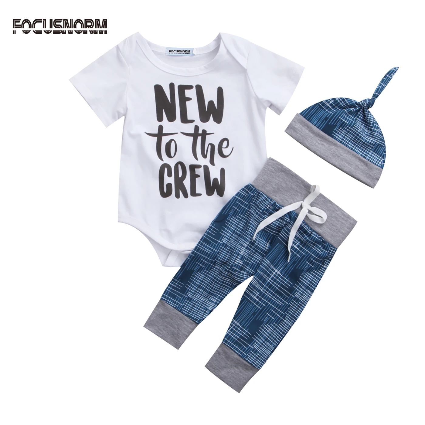 

Newborn Baby Boys Girl Infant Clothes Kids Cotton Striped Jumpsuit Romper Bodysuit +Long Pants +Hats 3Pcs Outfit Clothing Sets
