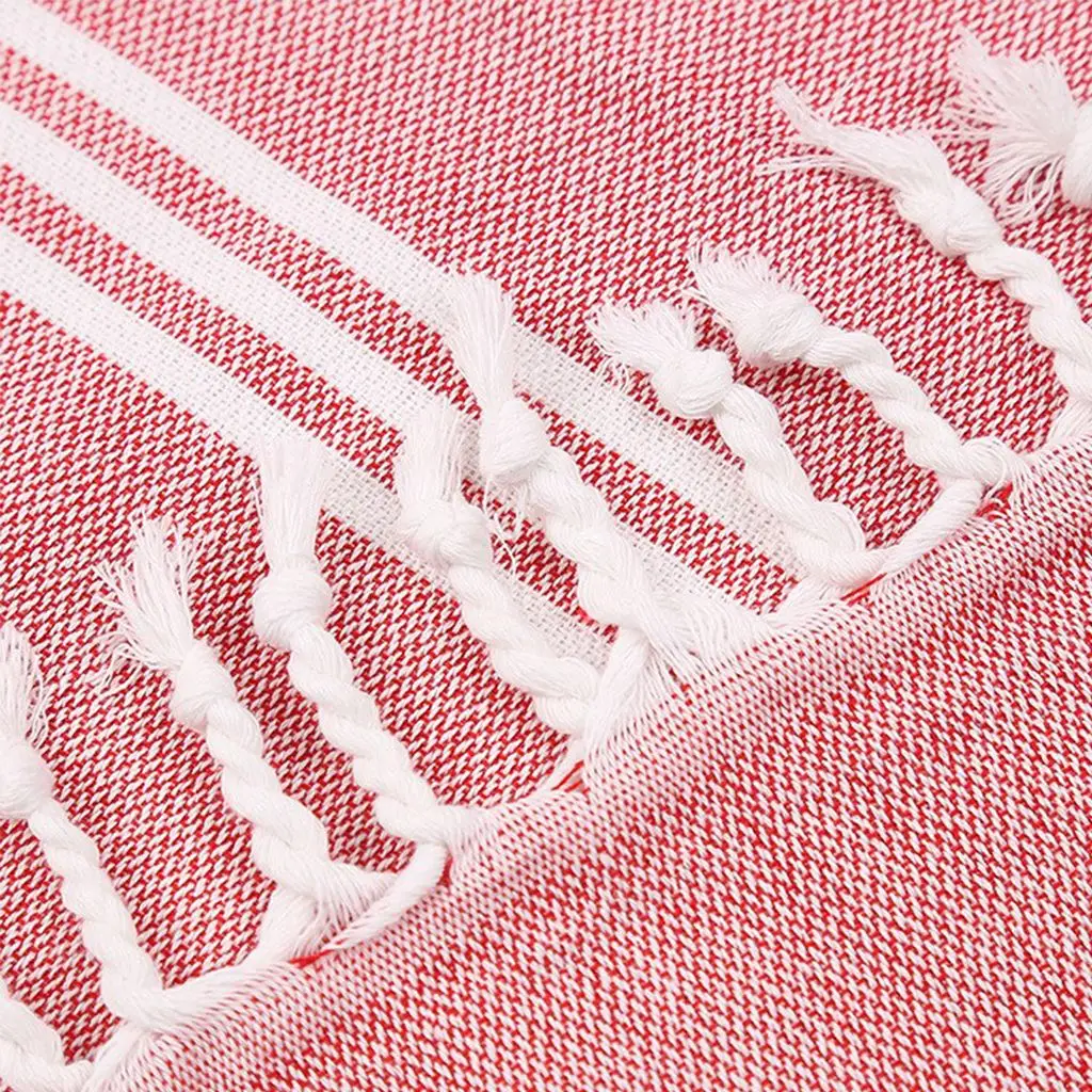 Турецкое банное полотенце в полоску из хлопка с кисточками для путешествий и