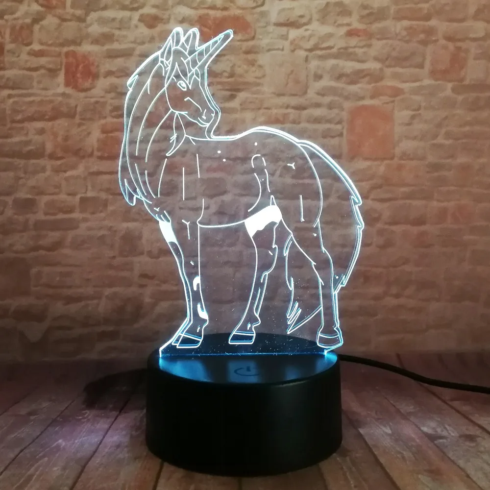 

New 7 Color Changing Unicorn 3D illusion Led Night Lights LED Desk Table Bedside Sleeping Lamp Home Decor Child Kids Xmas Toys
