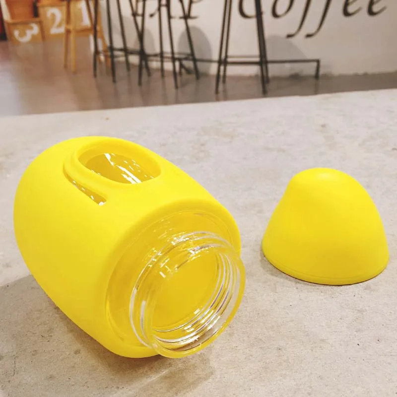 Креативная стеклянная бутылка для воды в форме манго с силиконовым ремнем