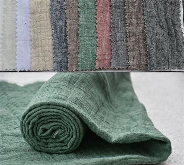 

Cotton yarn dyed linen fabric double crepe fabric