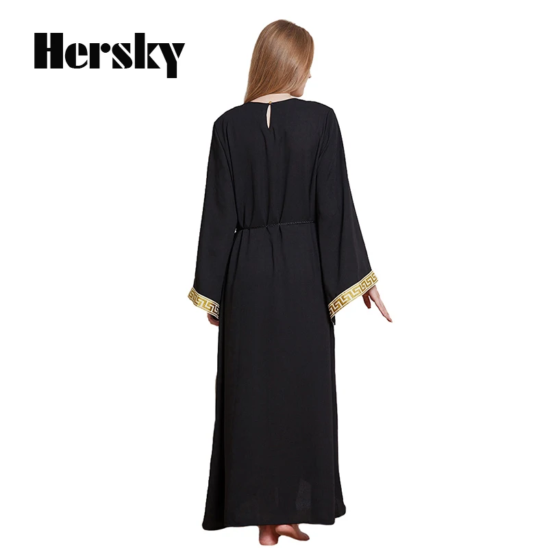 Fashion Muslim Embroidery Dress Turkey Women Abayas Dresses Plus Size Dubai Ladies Kaftan Turkish Islamic Long Sleeve Clothing |