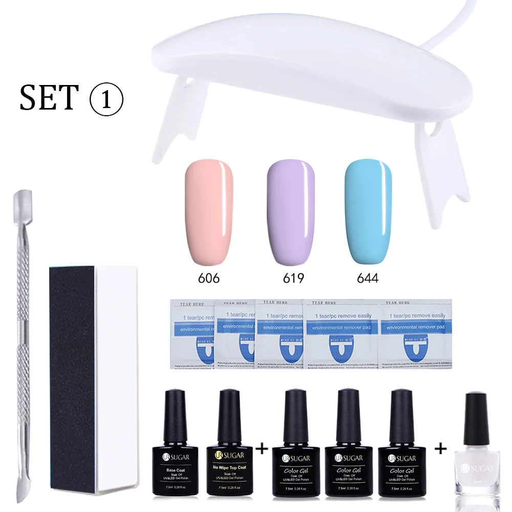 UR SUGAR 10 шт. все для маникюра набор инструментов ногтей УФ светодиодная лампа Гель