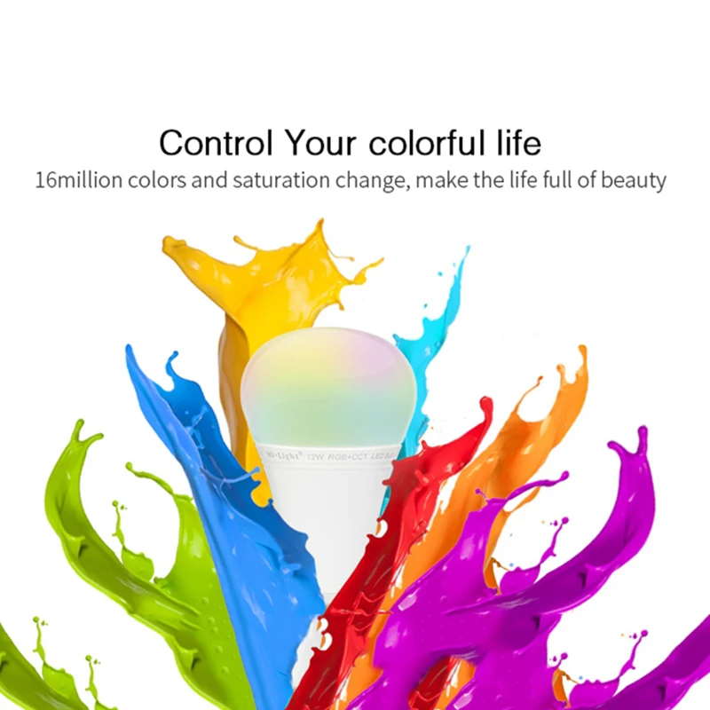 Беспроводной светодиодный лампы Milight E27 12 Вт RGB+ CCT светодиодная Mi. свет 220 V 2,4G Wi-Fi с регулируемой яркостью умная Светодиодная лампа-прожектор с 8 Zone Remote Управление