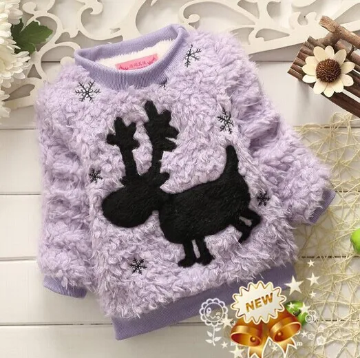 Модная бархатная одежда ярких цветов с рождественским оленем для маленьких