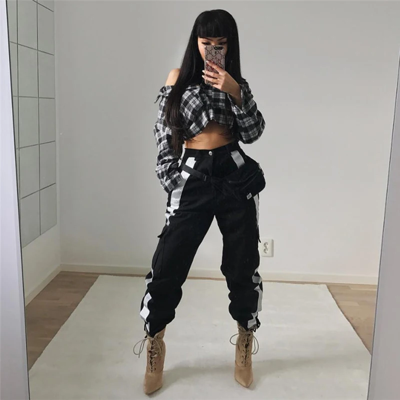 Новинка 2019 светоотражающие светильник Ки в стиле хип-хоп черные брюки для джаза