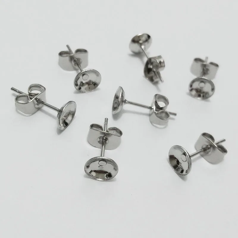 Earrings findings base tray blank setting bowl w/Butterfly back Stopper Pins needles Gluing pearl holder Jewellery brincos craft | Украшения