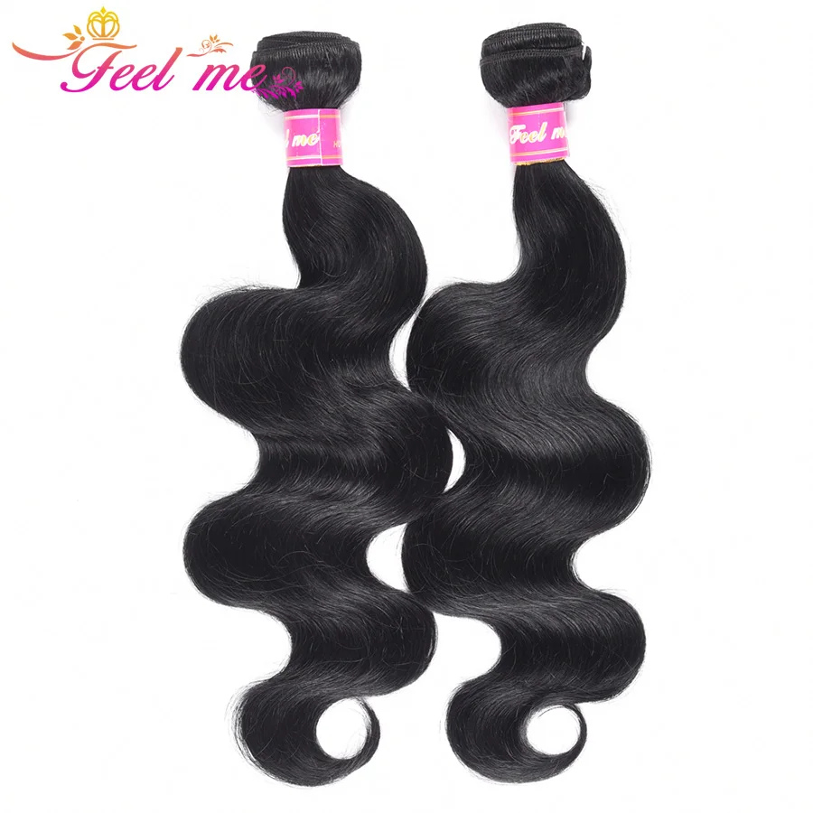 Feel Me бразильские объемные волнистые пучки реактивных черных человеческих волос