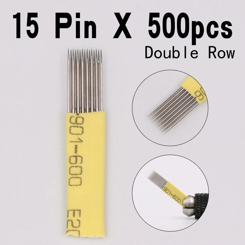 500 шт 15 Pin двойные иглы Лезвия Для Перманентного татуажа Eeybrow Советы ручная
