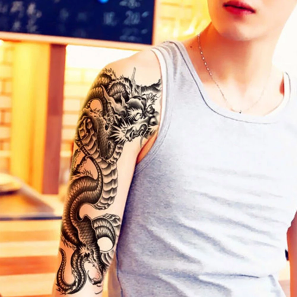 3D Black Dragon Removable Waterproof Temporary Tattoo Arm Leg Body Art Sticker | Красота и здоровье