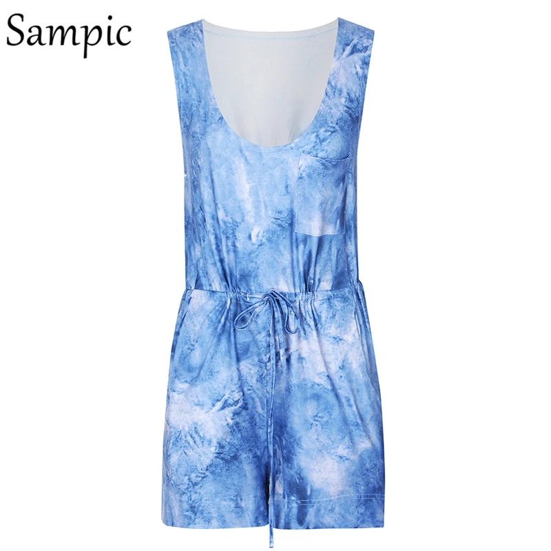 Летний Пляжный Повседневный хлопковый комбинезон Sampic элегантные комбинезоны на